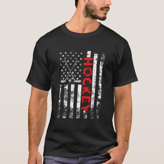 American Flag Hockey Usa Patriotic Tシャツ (正面)