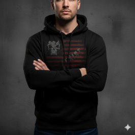 American Flag Hoodie with Skull パーカ