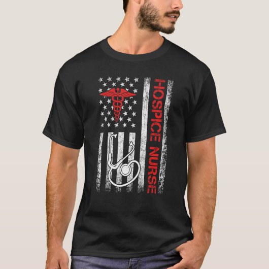 American Flag Hospice Nurse End of Life Palliative Tシャツ (正面)