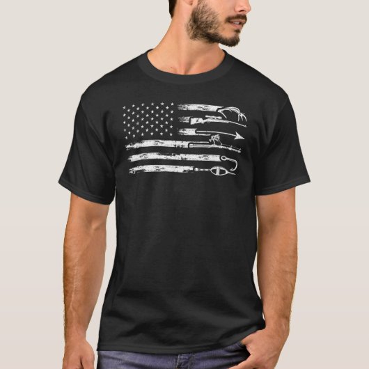 American Flag Hunting Equipment Patriotic Hunter Tシャツ (正面)