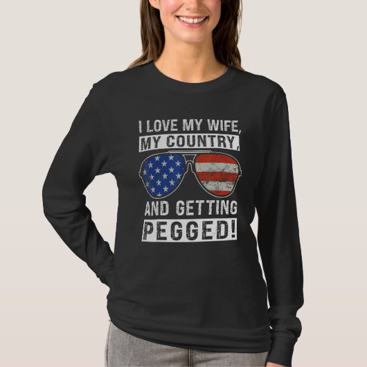 American Flag I Love My Wife My Country And Gettin Tシャツ (正面)