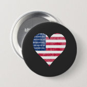 American flag in heart 缶バッジ (正面&裏面)