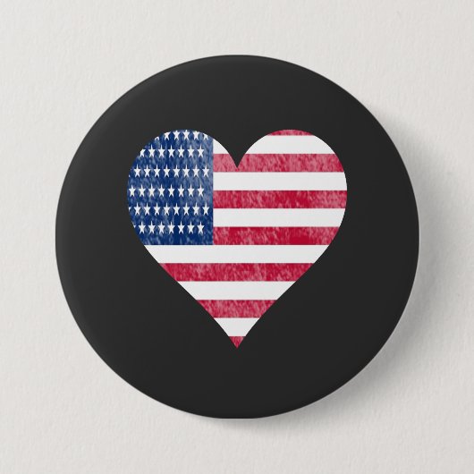 American flag in heart 缶バッジ (正面)