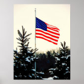American Flag in Snow ポスター (正面)