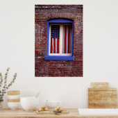 American flag in window ポスター (キッチン)