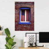American flag in window ポスター (ホームオフィス)