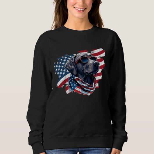 American Flag Labrador Retriever 4th Of July USA D スウェットシャツ (正面)