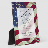 American Flag Love is Patient Bible Patriotic Wedd フォトプラーク (側面)