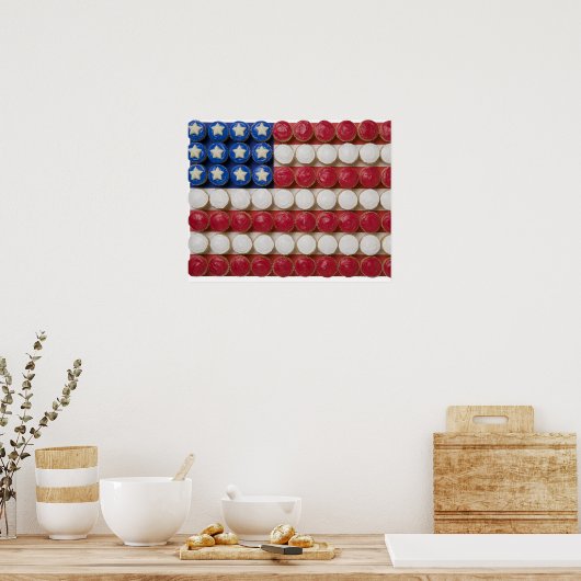 American flag made of cupcakes ポスター (キッチン)