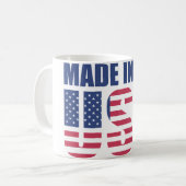 American Flag "MADE" Typography Mug - Patriotic コーヒーマグカップ (正面左)