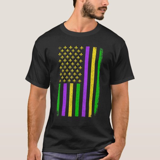 American Flag Mardi Gras Beer Mardi Gras Crawfish Tシャツ (正面)
