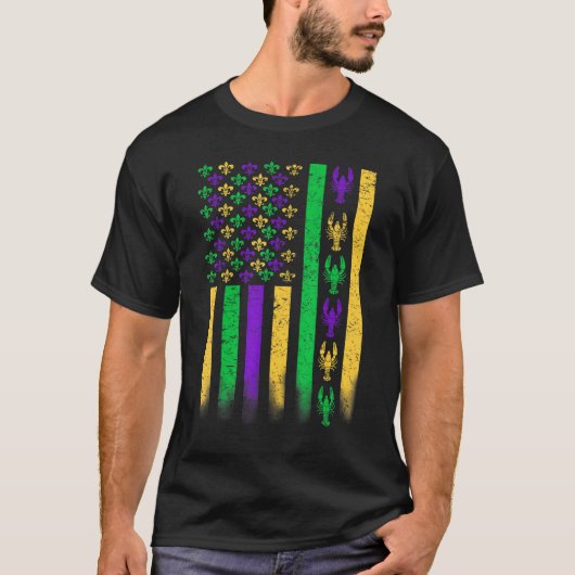 American Flag Mardi Gras Crawfish Tシャツ (正面)