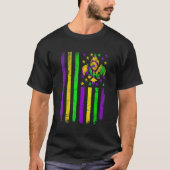 American Flag Mardi Gras Fleur De Lys Retro Mardi Tシャツ (正面)