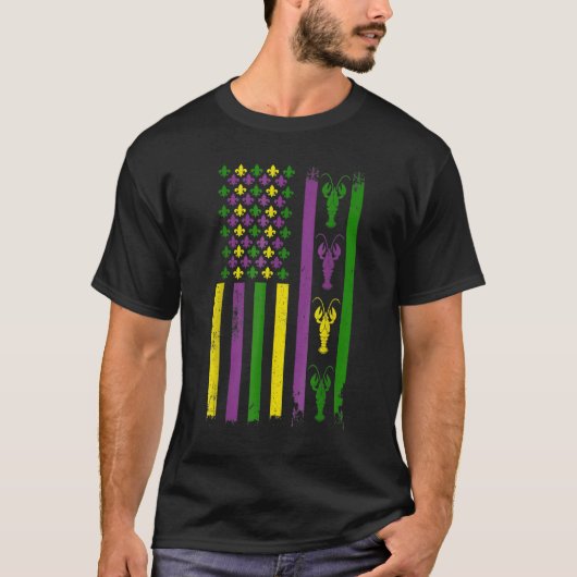 American Flag Mardi Gras Mardi Gras Crawfish Outfi Tシャツ (正面)