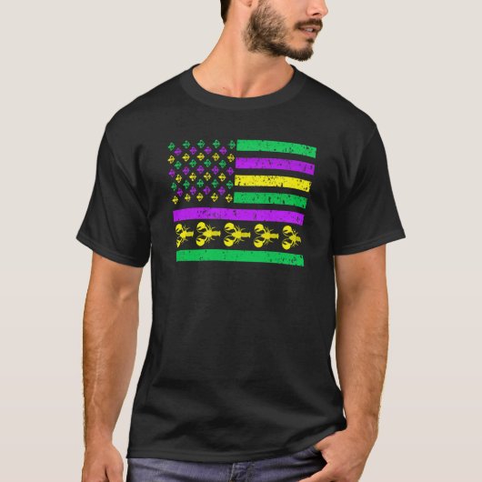 American Flag Mardi GrasMardi Gras Crawfish Outfit Tシャツ (正面)