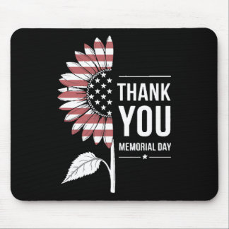 American Flag Memorial Day Sunflower USA マウスパッド