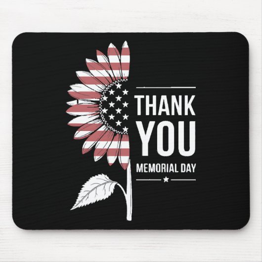 American Flag Memorial Day Sunflower USA マウスパッド (正面)