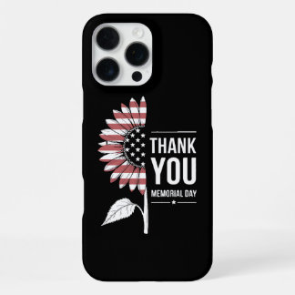 American Flag Memorial Day Sunflower USA iPhone 16 Pro Maxケース