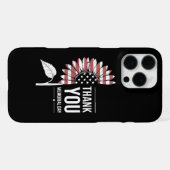 American Flag Memorial Day Sunflower USA iPhoneケース (裏面横)