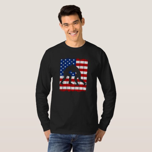 American Flag Men Wrestling Tシャツ (正面フル)