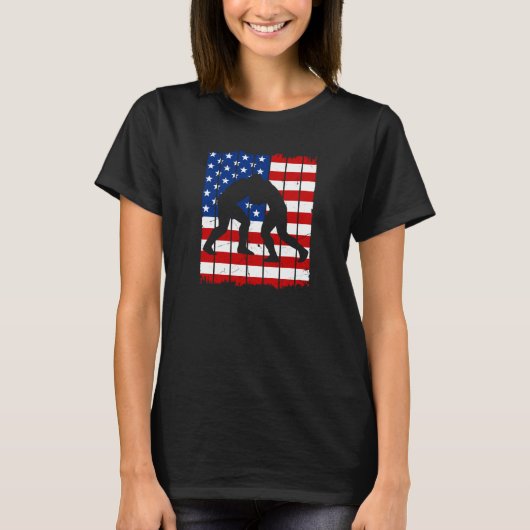 American Flag Men Wrestling Tシャツ (正面)