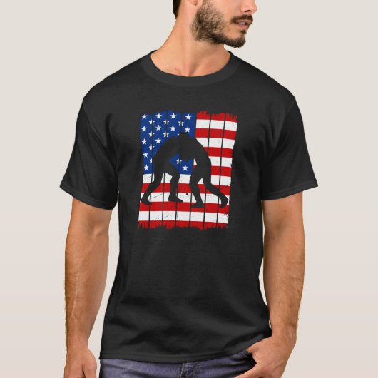 American Flag Men Wrestling Tシャツ (正面)