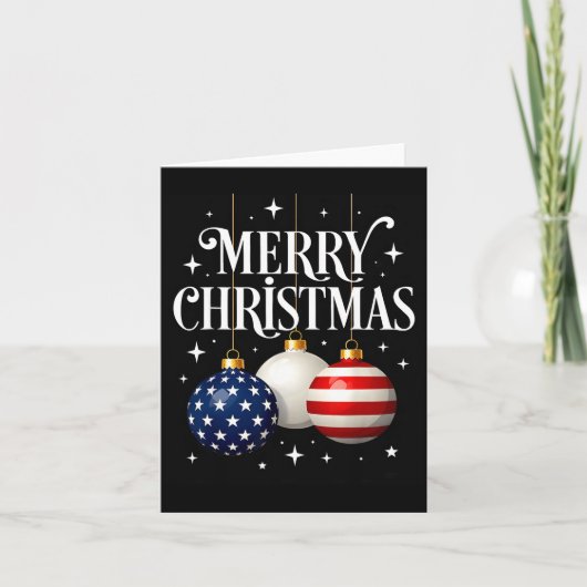 American Flag Merry Christmas Tree Baubles Us Patr カード (正面)