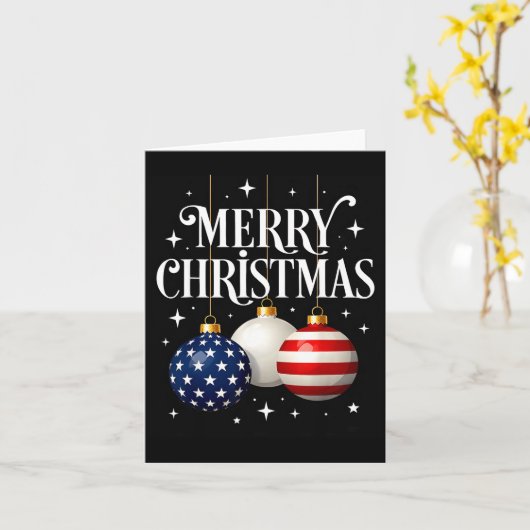 American Flag Merry Christmas Tree Baubles Us Patr カード (黄色い花)