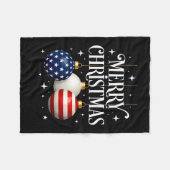 American Flag Merry Christmas Tree Baubles Us Patr フリースブランケット (正面(横))