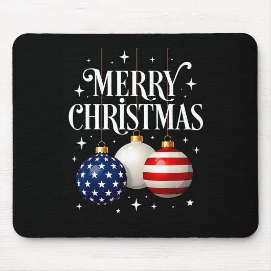 American Flag Merry Christmas Tree Baubles Us Patr マウスパッド (正面)