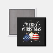 American Flag Merry Christmas Tree Baubles Us Patr マグネット (正面/裏面)