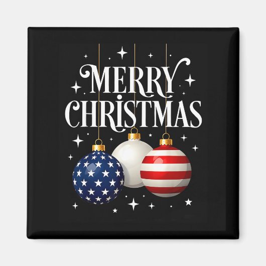 American Flag Merry Christmas Tree Baubles Us Patr マグネット (正面)