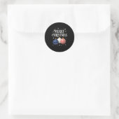 American Flag Merry Christmas Tree Baubles Us Patr ラウンドシール (バッグ)