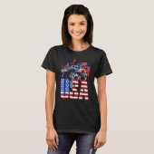 American Flag Monster Truck 4th Of July USA Patrio Tシャツ (正面フル)