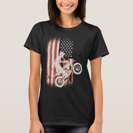 American Flag Motocross Enduro Motocross Tシャツ (正面)