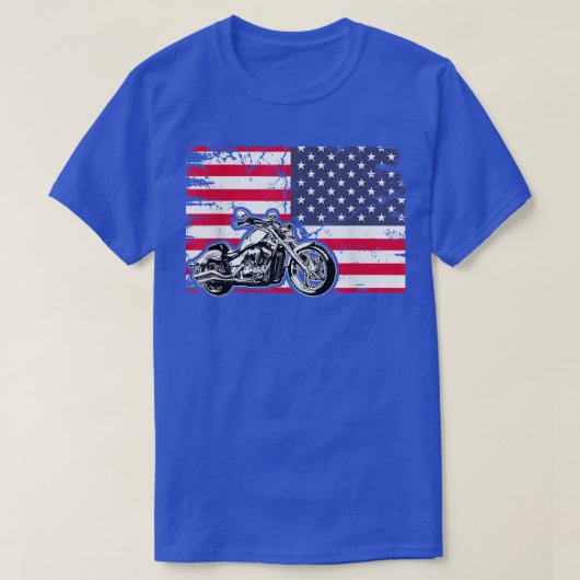 American Flag Motorcycle Biker176 Tシャツ (デザイン正面)