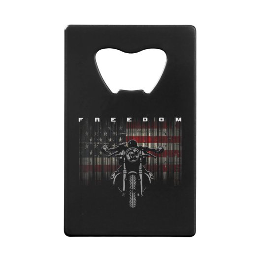 American Flag Motorcycle Freedom クレジットカード栓抜き (正面)