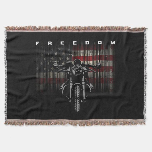 American Flag Motorcycle Freedom スローブランケット (正面)