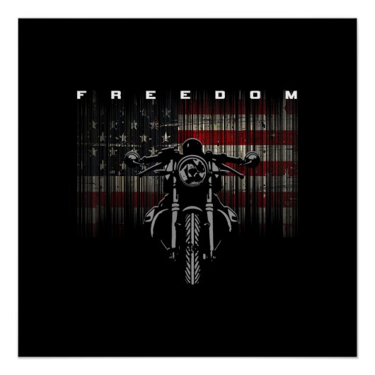 American Flag Motorcycle Freedom ポスター (正面)
