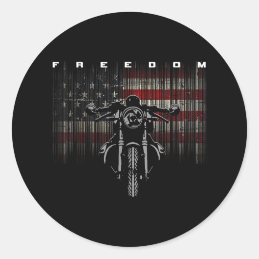 American Flag Motorcycle Freedom ラウンドシール (正面)