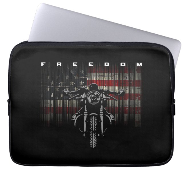 American Flag Motorcycle Freedom ラップトップスリーブ (正面)