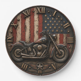 American Flag Motorcycle Patriotic Biker Garage De ペーパープレート