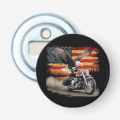 American Flag Motorcycle Tshirt USA Flag Biker Ret 栓抜き (正面)