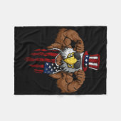 American Flag Muscular Bald Eagle Bike Flexing Unc フリースブランケット (正面(横))