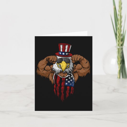 American Flag Muscular Squat Dabbing Flexing Uncle カード (正面)