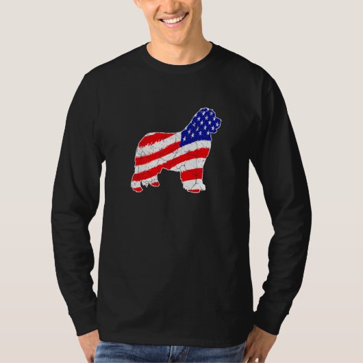 American Flag Newfoundland Patriotic Dog Dad Dog M Tシャツ (正面)