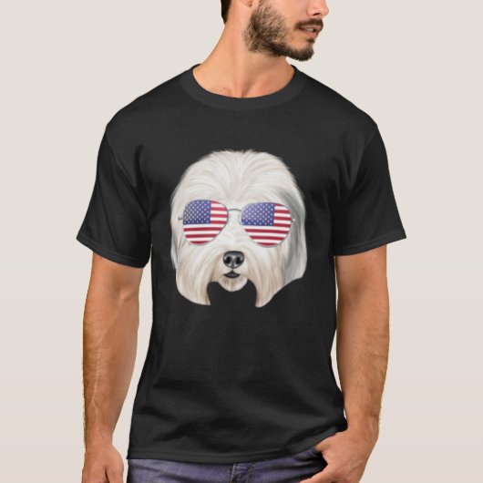 American Flag Old English Sheepdog Dog America Poc Tシャツ (正面)