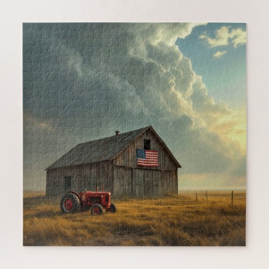 American Flag On a Farm Barn ジグソーパズル (縦)