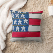American Flag Painted On Wooden Pallet クッション (ブランケット)