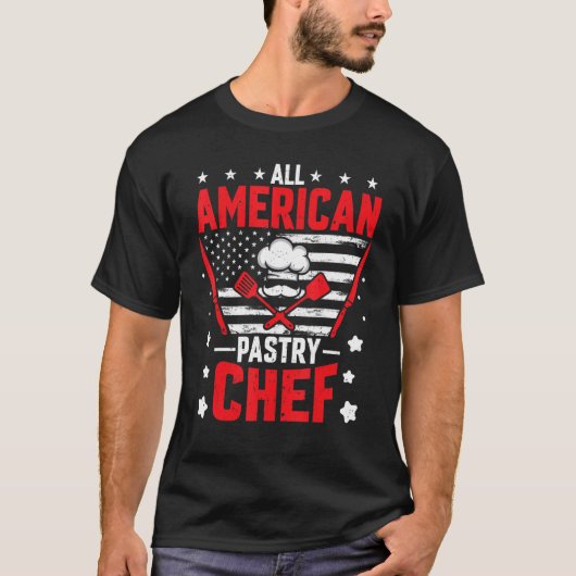 American Flag Pastry Chef Baker  All American Past Tシャツ (正面)